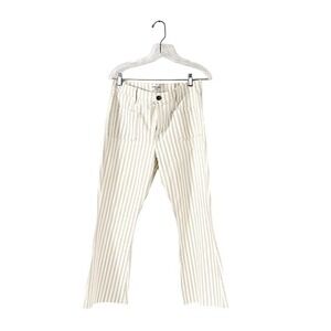 Frame‎ Le Bardot Striped Crop Flare Jeans in Courtyard High Rise Raw Hem - Sz 29